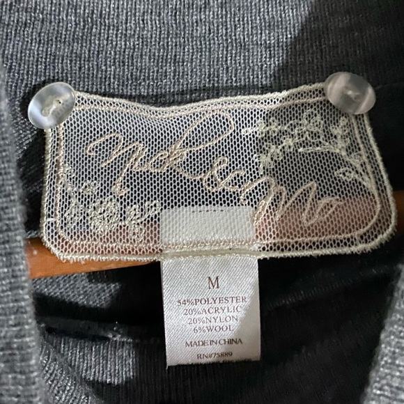 Nick & Mo | Anthropologie Wool-Blend Crochet Lace Chest Sweater - Picture 3 of 6